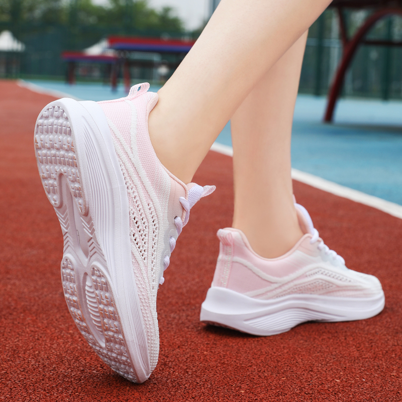 RUIKE Abrasion Resistant Breathable Height Increasing Low top Casual Running Shoes Women’s White Pink