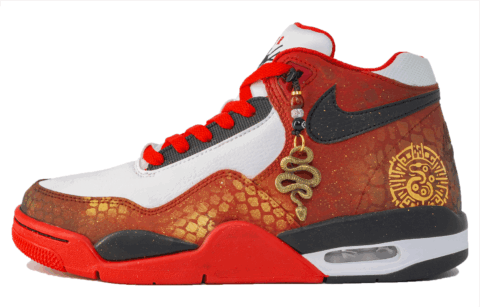 Nike Flight Legacy Slip Resistant Mid top Vintage Basketball Shoes Unisex Red White