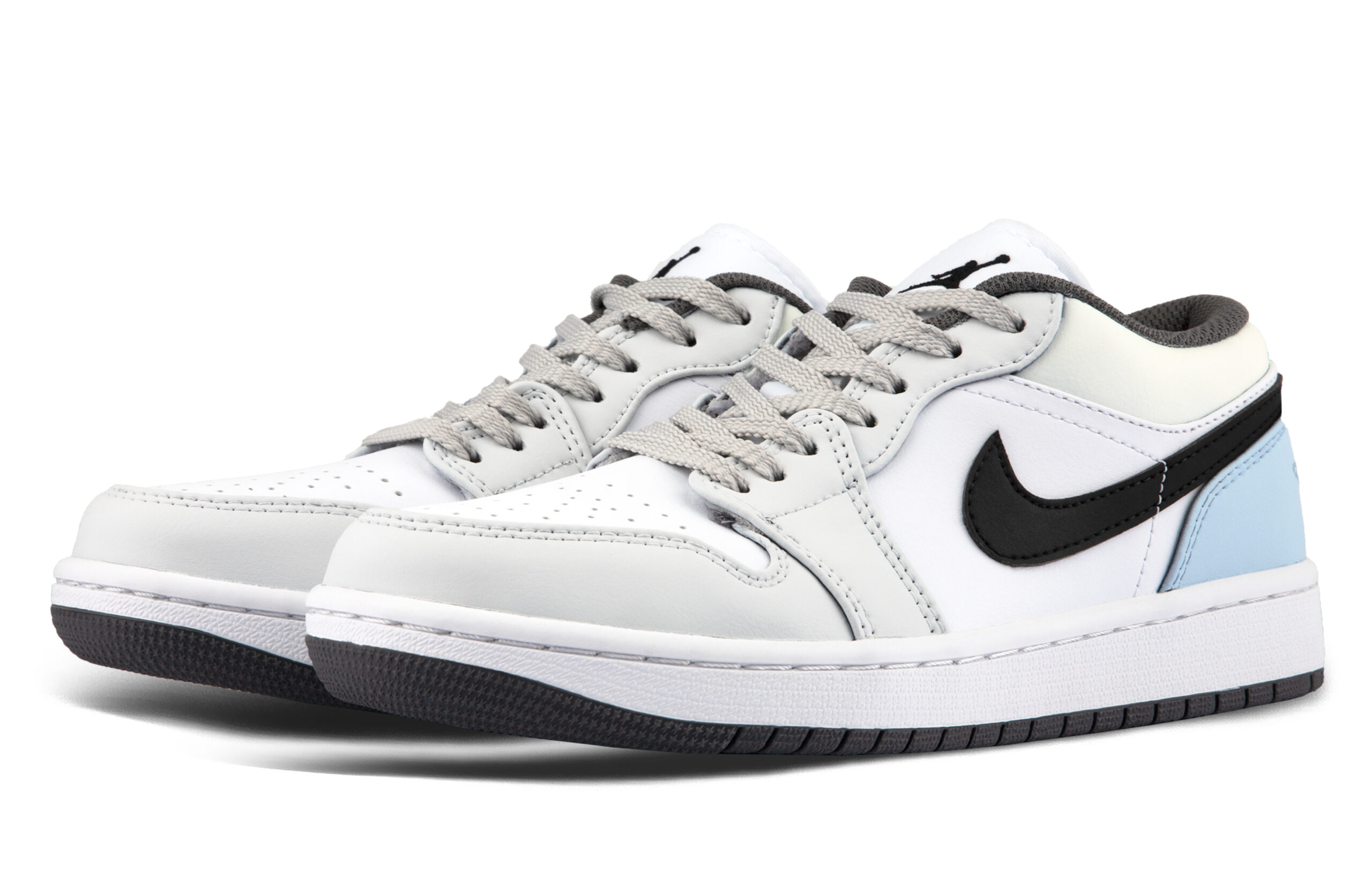 Jordan Air Jordan 1 Iron Grey Ice Blue Mist Leather Cushioning Low top Vintage Basketball Shoes Unisex Blue Green
