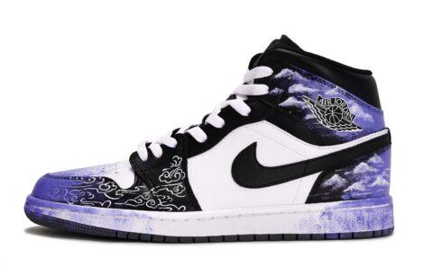 Jordan Air Jordan 1 Vintage Basketball Shoes Unisex Mid Top Black/White/Purple/Orange
