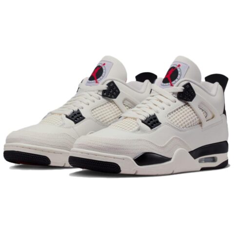 Jordan Air Jordan 4 Support Mid top Vintage Basketball Shoes Men’s White Black Red