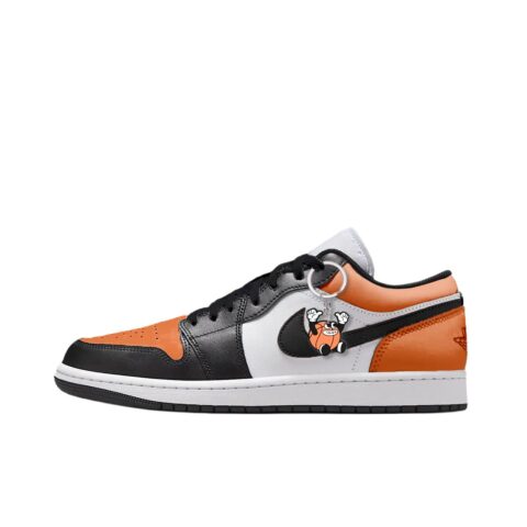 Jordan Air Jordan 1 Red Sunlight Cushioning, Wear Resistant Low top Vintage Basketball Shoes Men’s White Orange