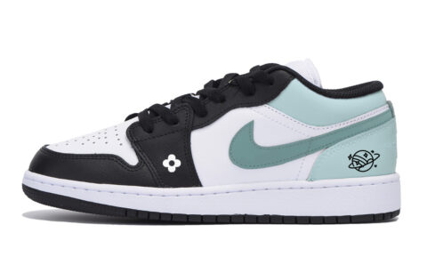 Jordan Air Jordan 1 Low top Vintage Basketball Shoes Men’s White Cyan