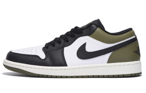 Jordan Air Jordan 1 Slip Resistant Coverage Abrasion Resistant Low top Vintage Basketball Shoes Unisex Black Green