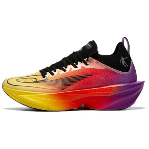 QIAODAN Flying Shadow Plaid 2.0 Cushioning Slip Resistant Rebound Low top Racing Running Shoes Men’s Yellow Red Purple