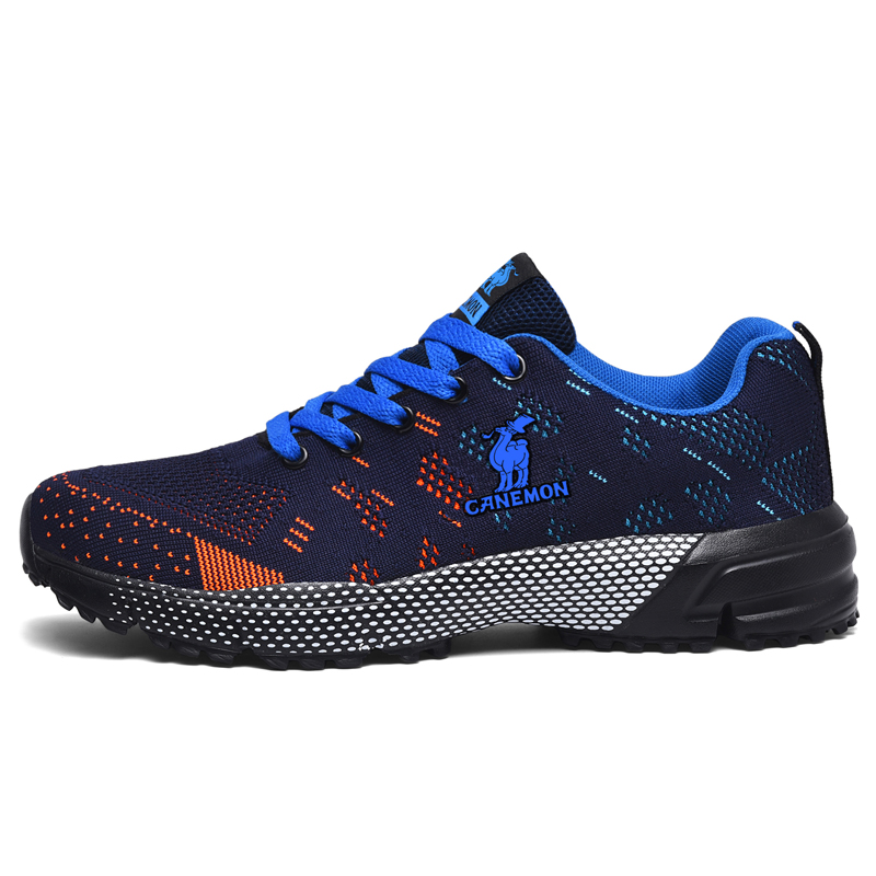 LINGHANGLUOTUO Running Shoes Men’s Low Top Blue Orange, Blue Moon