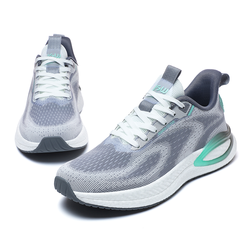 JSWEI Slip Resistant, Abrasion Resistant, Breathable Low top Casual Running Shoes Men’s White Gray