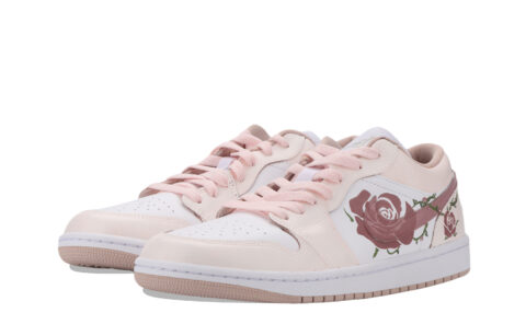 Jordan Air Jordan 1 Thorn Rose Abrasion Resistant Low top Vintage Basketball Shoes Unisex Pink