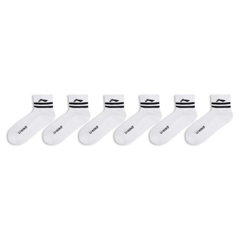 Li Ning Ankle Socks Unisex 6 Pack White