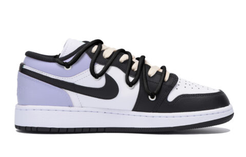 Jordan Air Jordan 1 Puppy Fragment Anti-Slip Wear-Resistant Low-Top Vintage Basketball Shoes Men’s Black Purple
