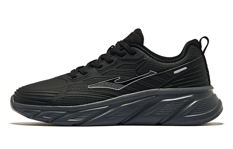 Erke Comfortable Slip Resistant Abrasion Resistant Low top Running Shoes Men’s Black Silver