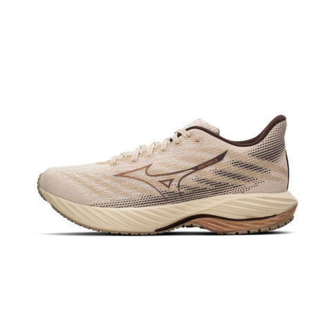 Mizuno Wave Rider 28 Comfortable Mesh, Textile Cushioning Slip Resistant Low top Running Shoes Unisex Beige Brown