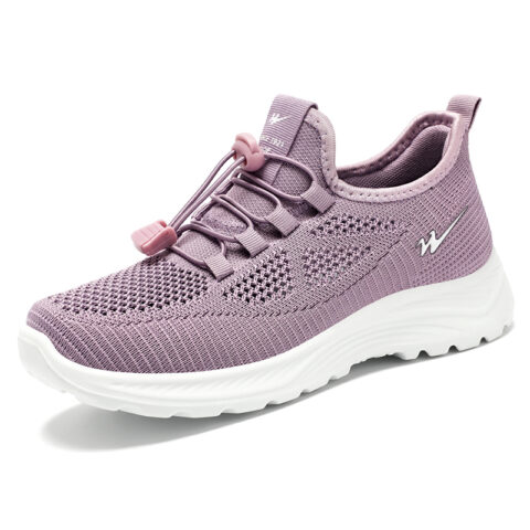 DOUBLE STAR 88 Flyknit Summer Elderly Women’s Soft Sole Middle Aged Walking Shoes, Slip on Mom Shoes, Mesh Shoes