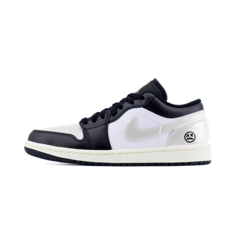 Jordan Air Jordan 1 Fashion Trend Abrasion Resistant Low top Vintage Basketball Shoes Unisex Black Silver
