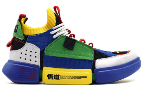 Li Ning Way Of Wade Cushioning Slip Resistant Mid top Vintage Basketball Shoes Women’s Blue Green Yellow
