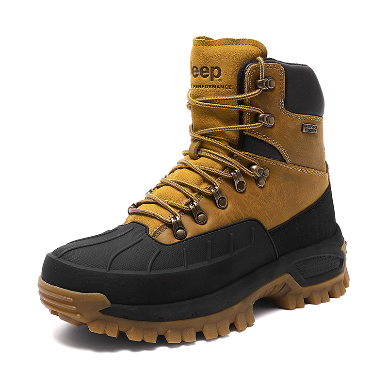 Jeep Synthetic Leather Comfortable High top Outdoor Shoes Men’s Gold