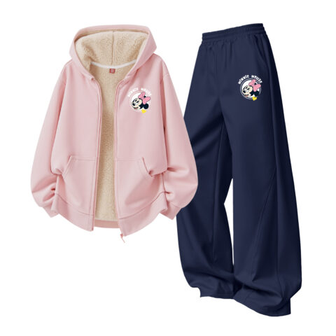 Disney Kids Casual Sportswear Crew Neck Thickened And Fleece Lined