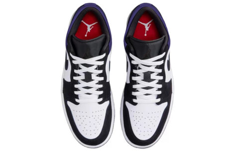 Jordan Air Jordan 1 Purple Toes Abrasion Resistant Low top Vintage Basketball Shoes Unisex Black Purple