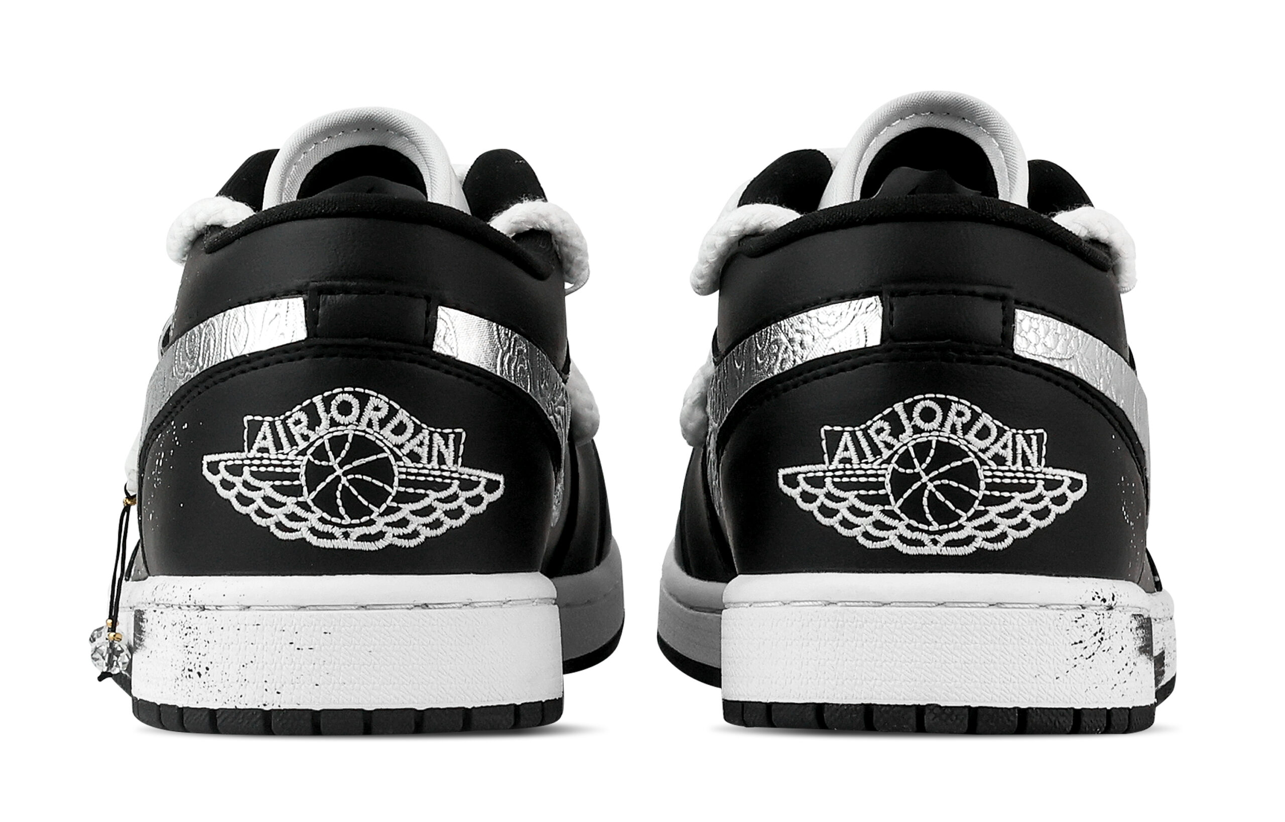 Jordan Air Jordan 1 Starry Sky Sparkling Low top Vintage Basketball Shoes Unisex Black White