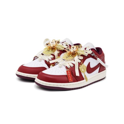 Jordan Air Jordan 1 Begonia Leather Slip Resistant Abrasion Resistant Low top Vintage Basketball Shoes Unisex Red White