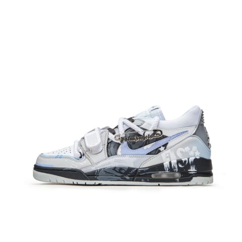 Jordan Legacy 312 Cushioning Slip Resistant Low top Vintage Basketball Shoes Men’s Gray Blue White