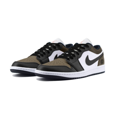 Jordan Air Jordan 1 Abrasion Resistant Low top Vintage Basketball Shoes Unisex Black White Brown