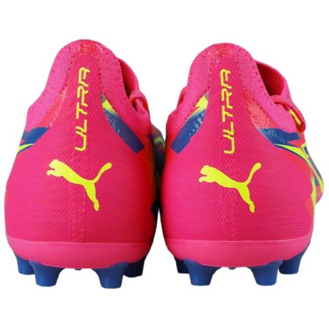 PUMA Ultra Ultimate MG Multi Ground Artificial Turf Cushioning, Wear Resistant Soccer Shoes Unisex Pink Blue