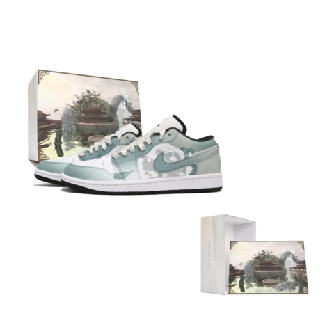 Jordan Air Jordan 1 Cushioning, Wear Resistant Low top Vintage Basketball Shoes Men’s Light Green