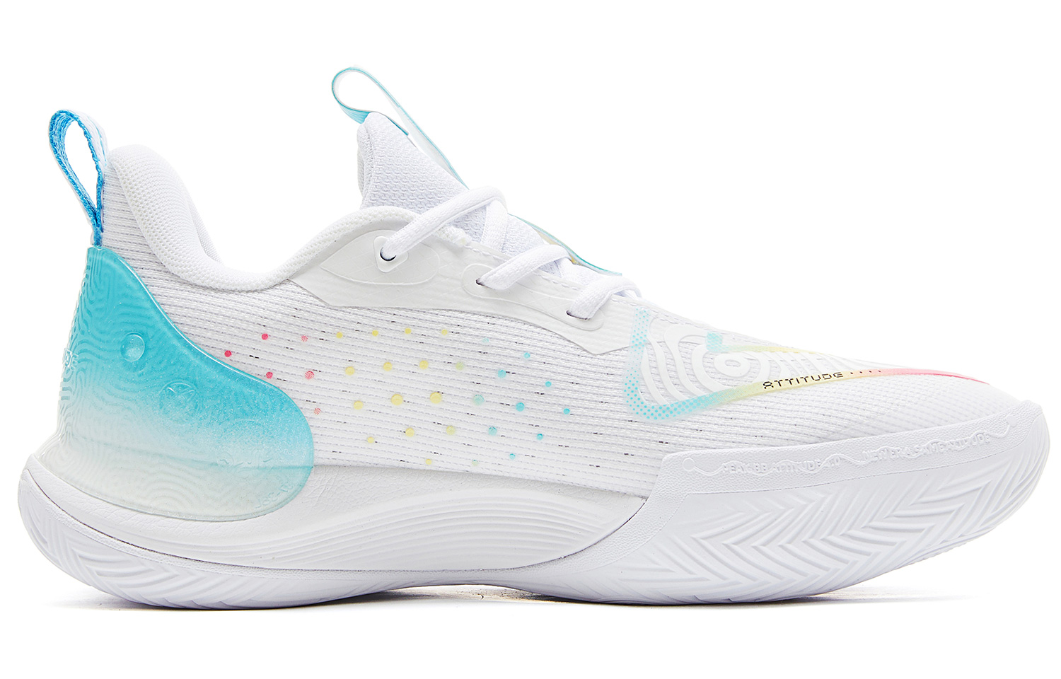 PEAK Basketball Shoes Women’s Low Top All White Ice Blue