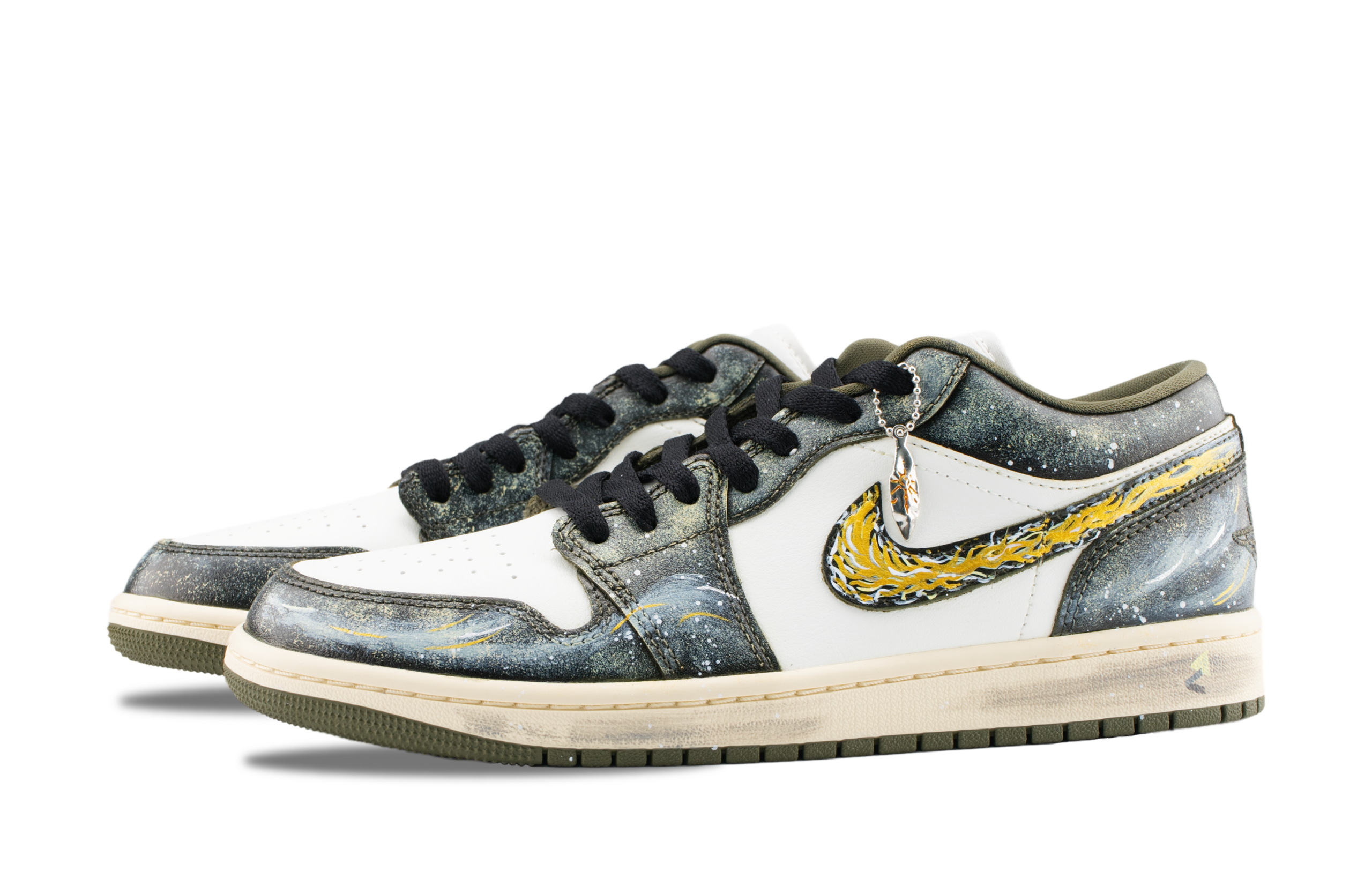 Jordan Air Jordan 1 Ink Obsidian With Gold Sheen Abrasion Resistant Abrasion Resistant Low top Vintage Basketball Shoes