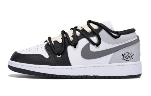 Jordan Air Jordan 1 Puppy Fragment Slip Resistant Abrasion Resistant Low top Vintage Basketball Shoes Men’s Dark Gray