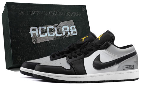 Jordan 1 Abrasion Resistant Low top Vintage Basketball Shoes Unisex Black Gray