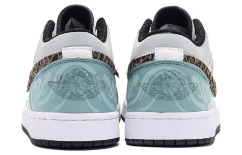 Jordan Air Jordan 1 Cushioning Slip Resistant Low top Vintage Basketball Shoes Men’s Gray Green