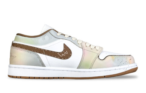 Jordan Air Jordan 1 Low Fantasy, Mocha Mousse Abrasion Resistant Low top Vintage Basketball Shoes Women’s White Brown