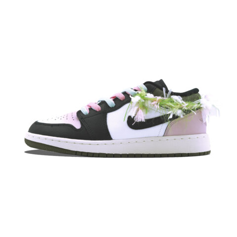 Jordan Air Jordan 1 Vintage Basketball Shoes Women’s Low Top Olive Green, Black, Pink