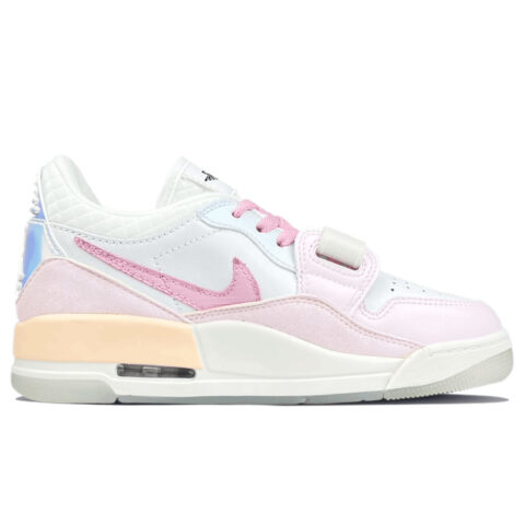 Jordan Legacy 312 Slip Resistant Abrasion Resistant Mid top Vintage Basketball Shoes Unisex Pink Blue White