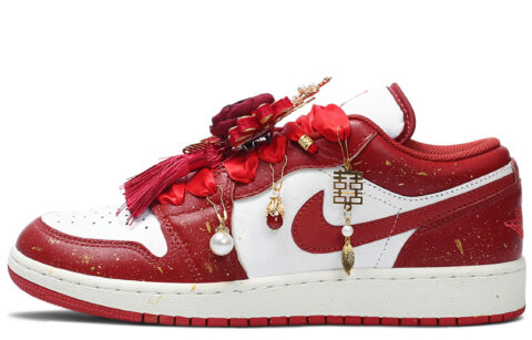 Jordan Air Jordan 1 Height Increasing Low top Vintage Basketball Shoes Unisex Wedding Red