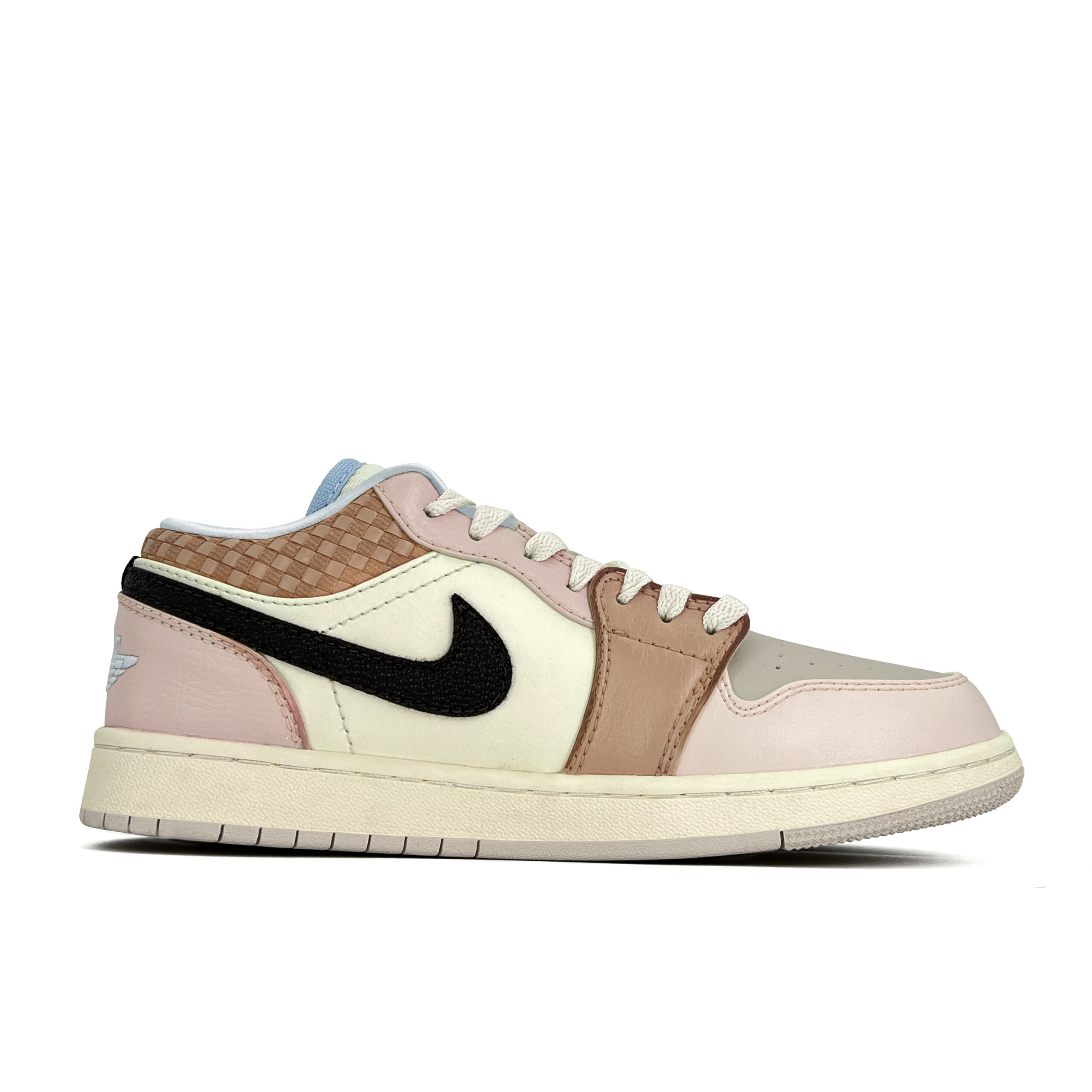 Jordan Air Jordan 1 Heartbeat Lover Leather Abrasion Resistant Low top Vintage Basketball Shoes Unisex Gray Pink