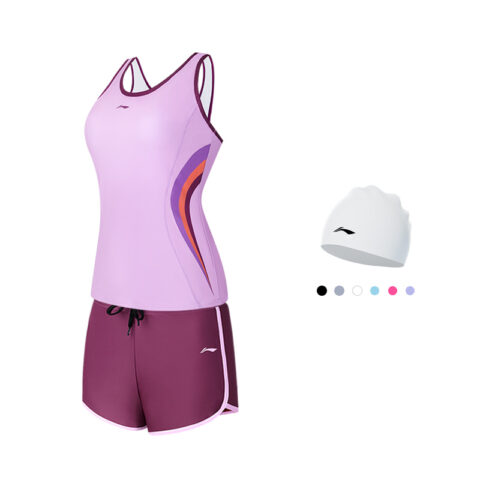 Rose Purple[Swimsuit+Swimming Cap]
