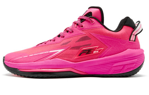 QIAODAN FETEAM Cushioned Slip-Resistant Abrasion-Resistant Low-Top Basketball Shoes Men’s Neon Pink Black