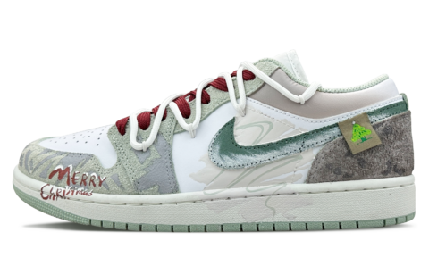 Jordan Air Jordan 1 Shimmery Cat Warm Winter Covenant Slip-Resistant Low-Top Vintage Basketball Shoes Men’s Jasper