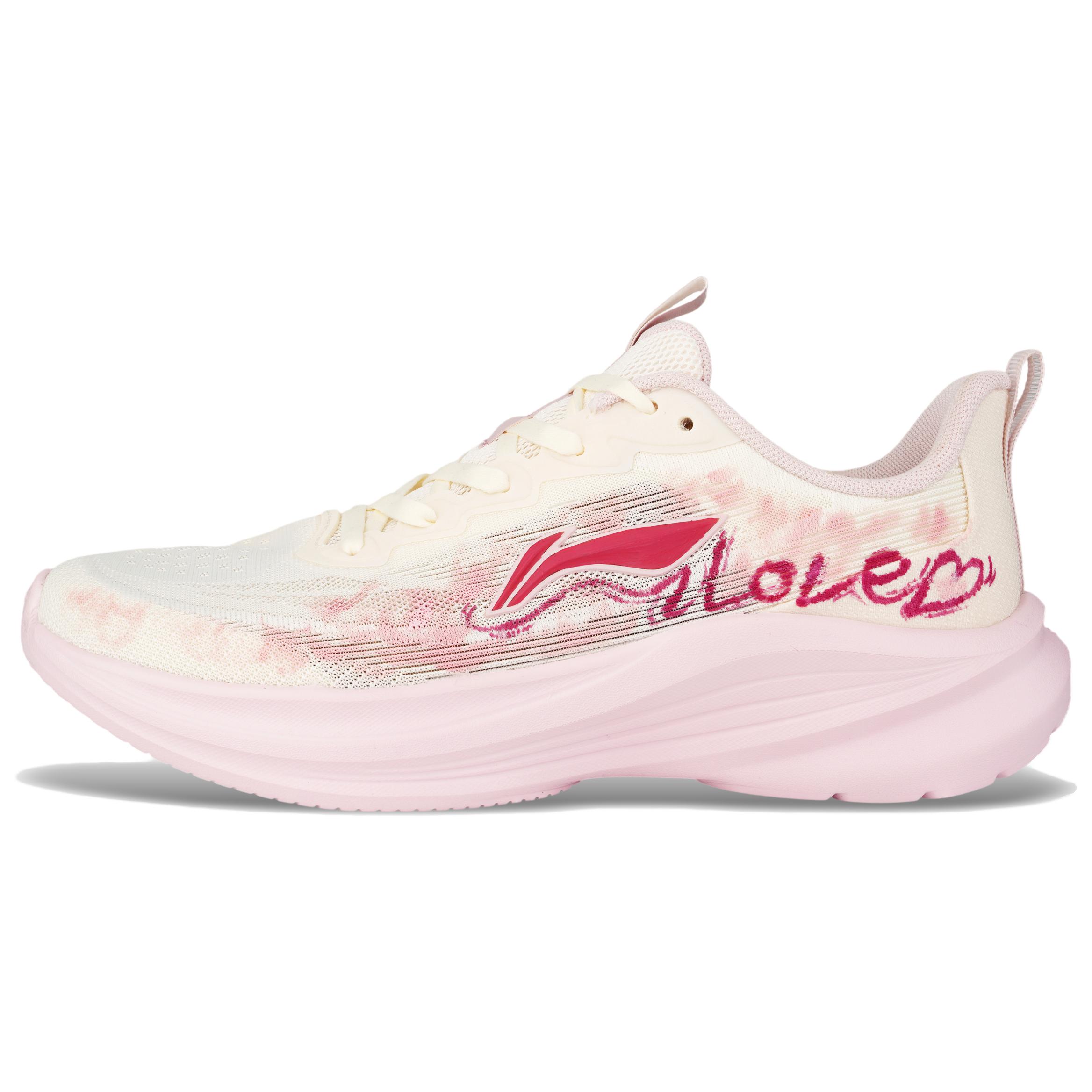 Li Ning Light Breeze Mesh Cushioning Low top Casual City Commuting Running Shoes Women’s Pink White