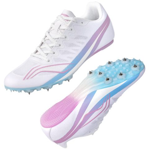 Li Ning Cushioning Slip Resistant Breathable Low top Pebax Outsole Training Running Shoes Unisex White Pink Blue
