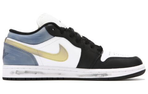 Jordan Air Jordan 1 Low Abrasion Resistant Breathable Low top Vintage Basketball Shoes Men’s Black White Blue