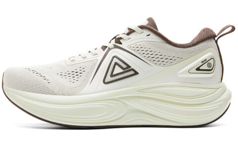 PEAK Cushioning Slip Resistant Rebound Low top Running Shoes Men’s Canvas White Brown
