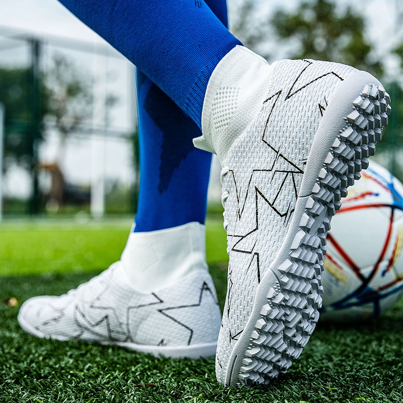 TONYBEAR Soccer Shoes Unisex Mid Top White/Black/Blue