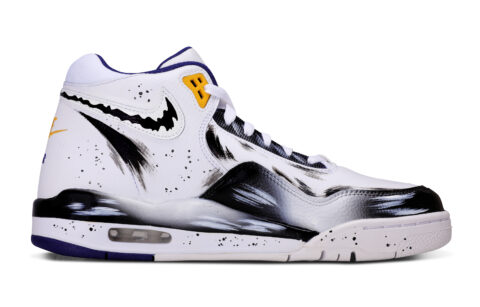 Nike Flight Legacy Leather Abrasion Resistant Mid top Vintage Basketball Shoes Men’s Black White