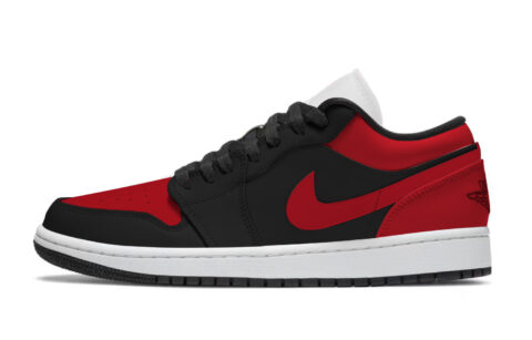 Jordan Air Jordan 1 Abrasion Resistant Low top Vintage Basketball Shoes Unisex Black Red