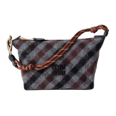 MIU MIU Wool Handbag Women’s Slate Gray & Cocoa Brown