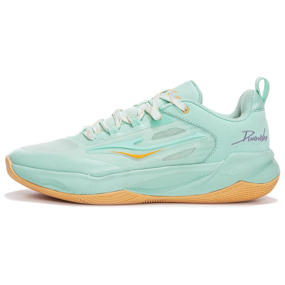 Erke Fashion Trend Cushioning Slip Resistant Abrasion Resistant Low top Basketball Shoes Men’s Green Orange